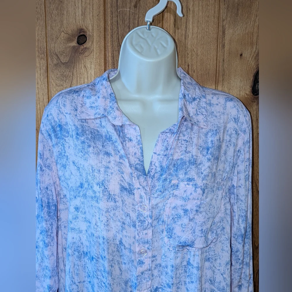Velvet Heart Pink and Blue Button Down‎ Shirt